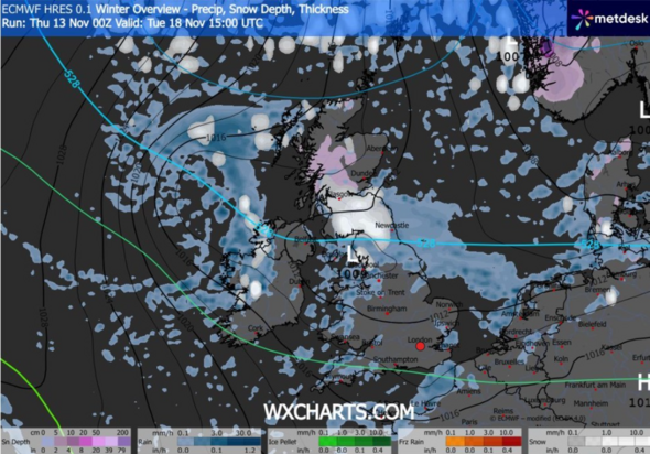 UK snow maps show 500-mile front as far south as London - full list of ...