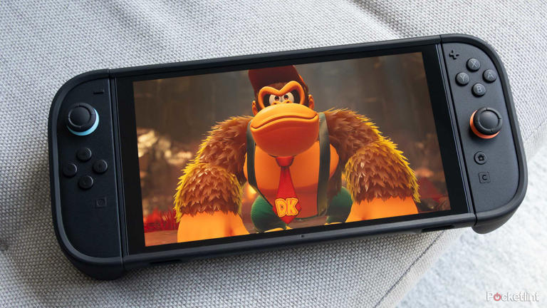 The Nintendo Switch 2 in a dbrand Killswitch case.