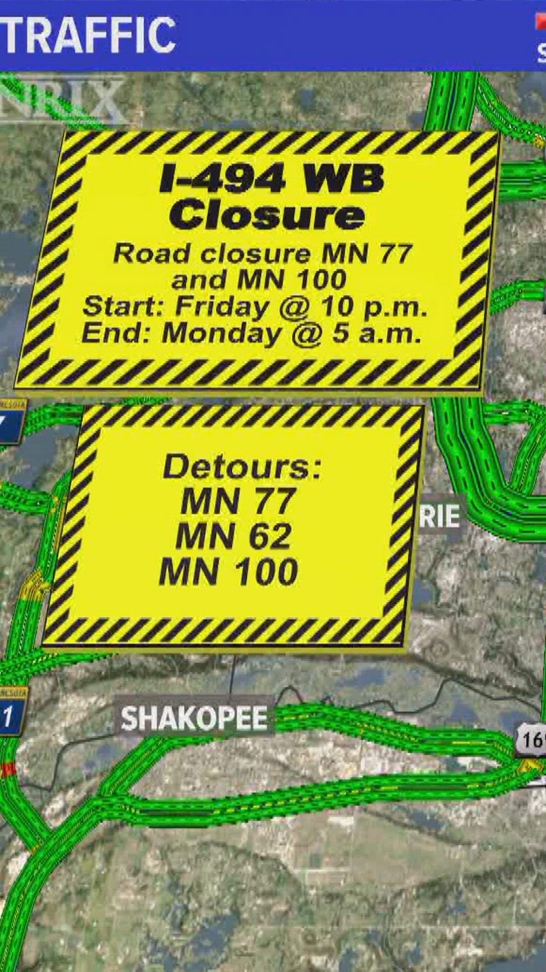 Weekend closures on Interstate 494 in Bloomington