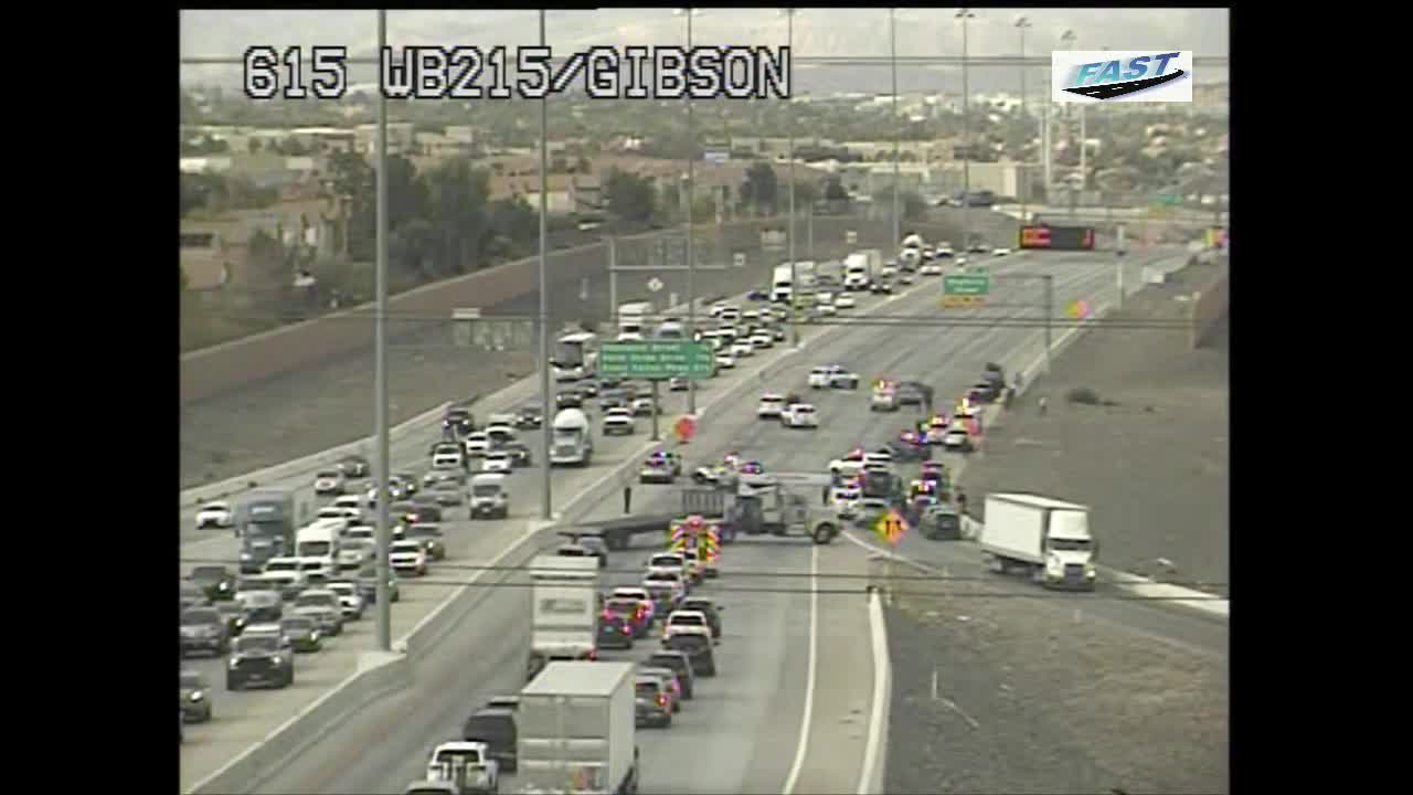 Crash blocks all westbound lanes of 215 in southern valley