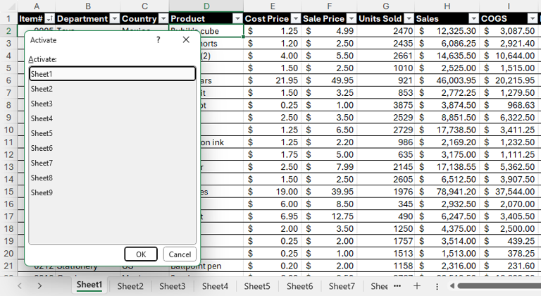 Stop using so many tabs in Microsoft Excel