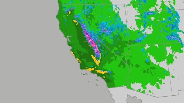 Rounds Of Rain, Mountain Snow For California Through Monday