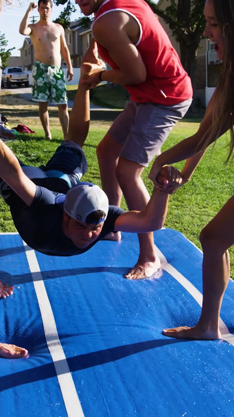 Slip and Slide Human Bowling