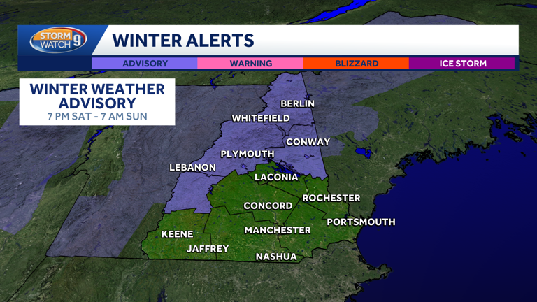 Saturday night system to bring snow, wintry mix, rain to New Hampshire