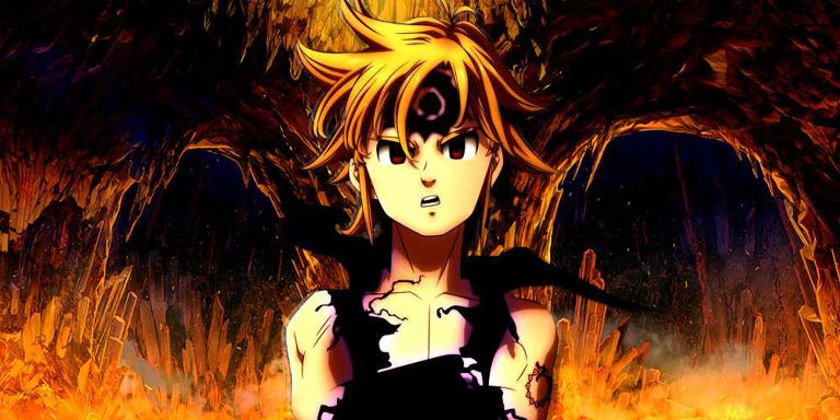 Meliodas wears black overalls in Seven Deadly Sins