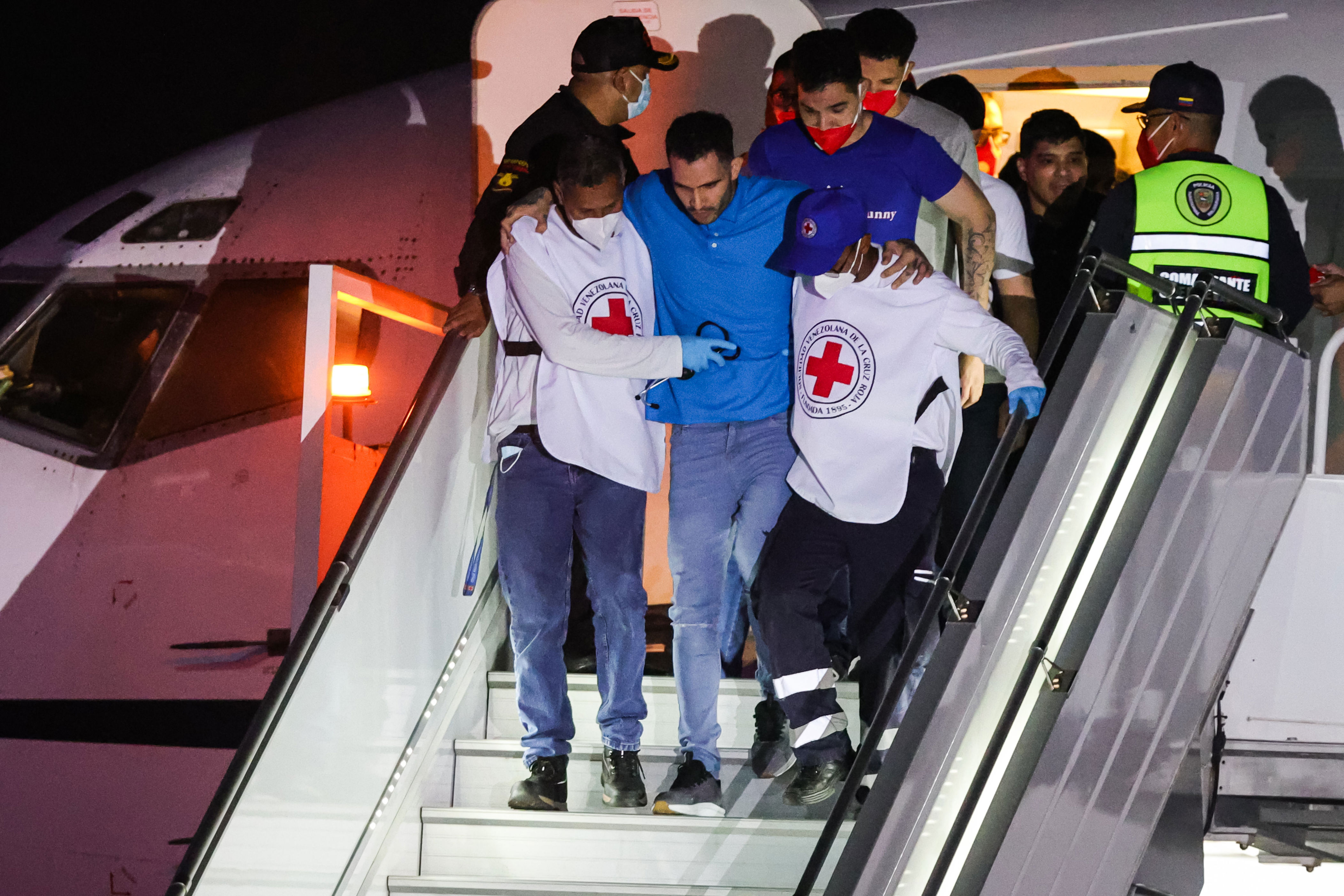 Some 252 Venezuelans were repatriated from El Salvador as part of a prisoner exchange on July 18 (Getty)