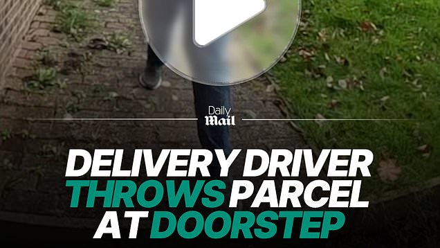 Delivery driver caught on camera tossing parcel onto doorstep