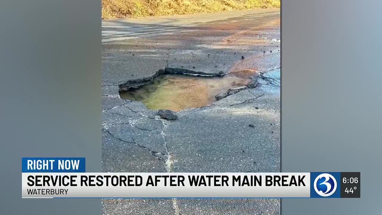 Road repaired after water main break in Waterbury