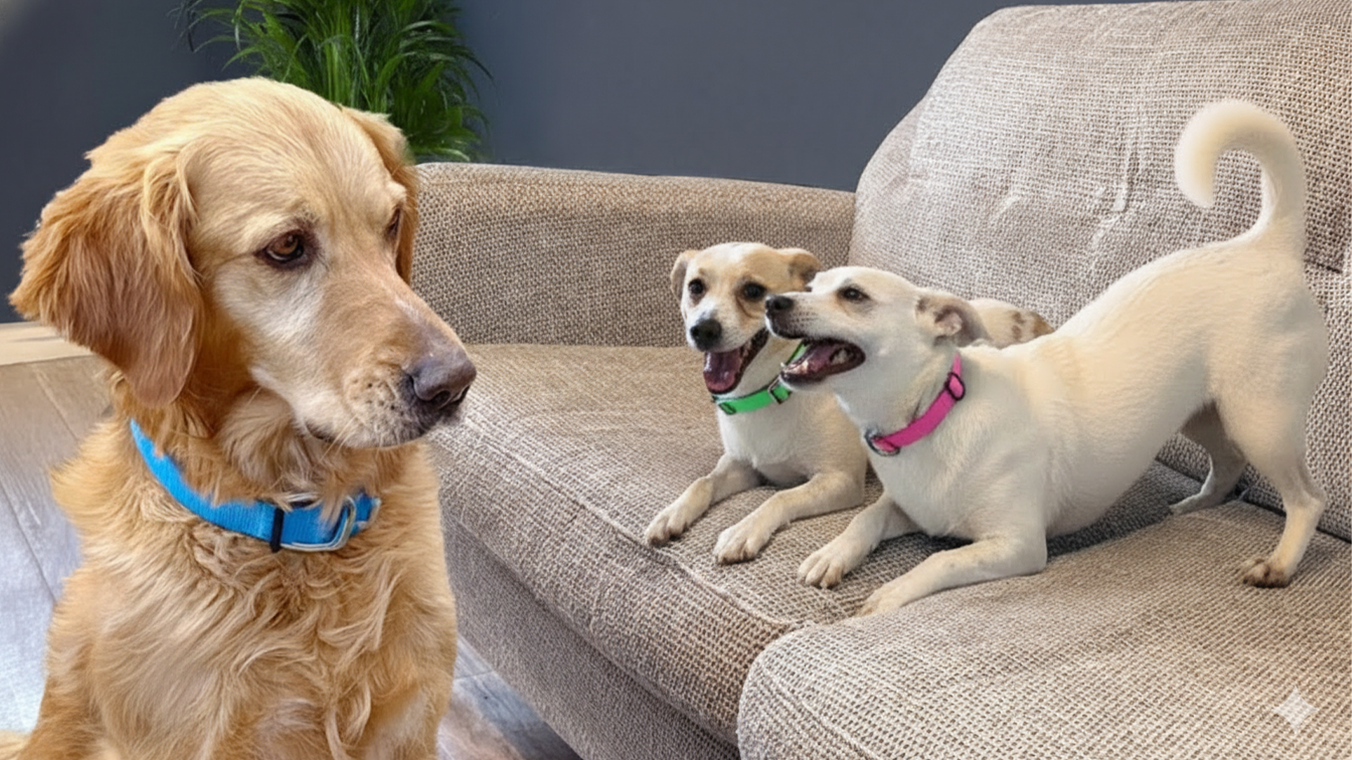 Golden Retriever Meets Two Tiny Rescue Puppies