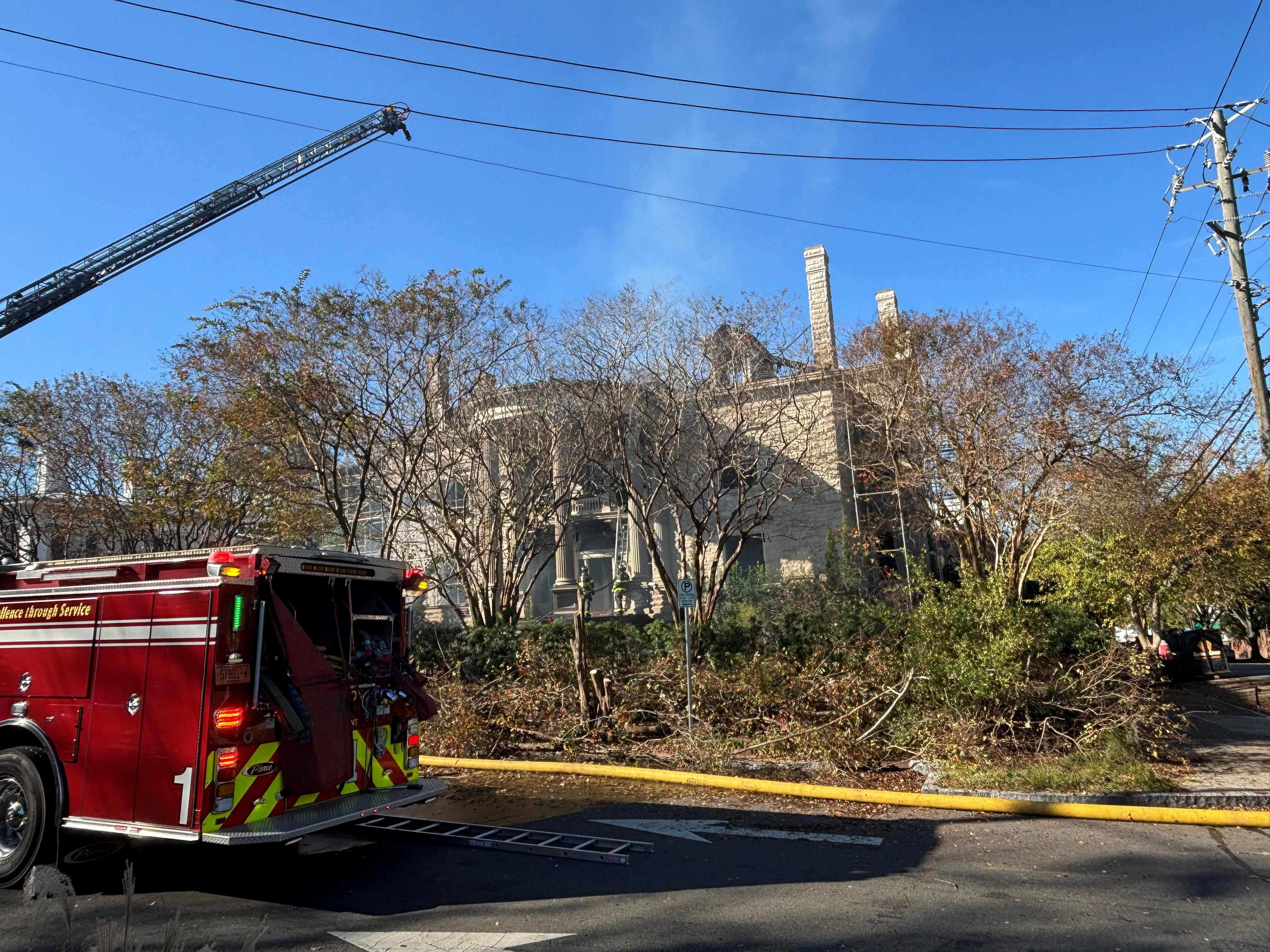 Smoke lingers from 'gutted' Graystone Inn in Wilmington day after fire
