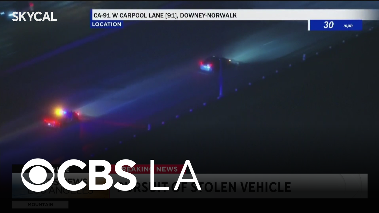 Stolen car flees from CHP officers during rainy pursuit in East LA