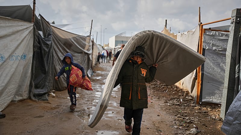 First strong winter rains soak Gaza's makeshift shelters