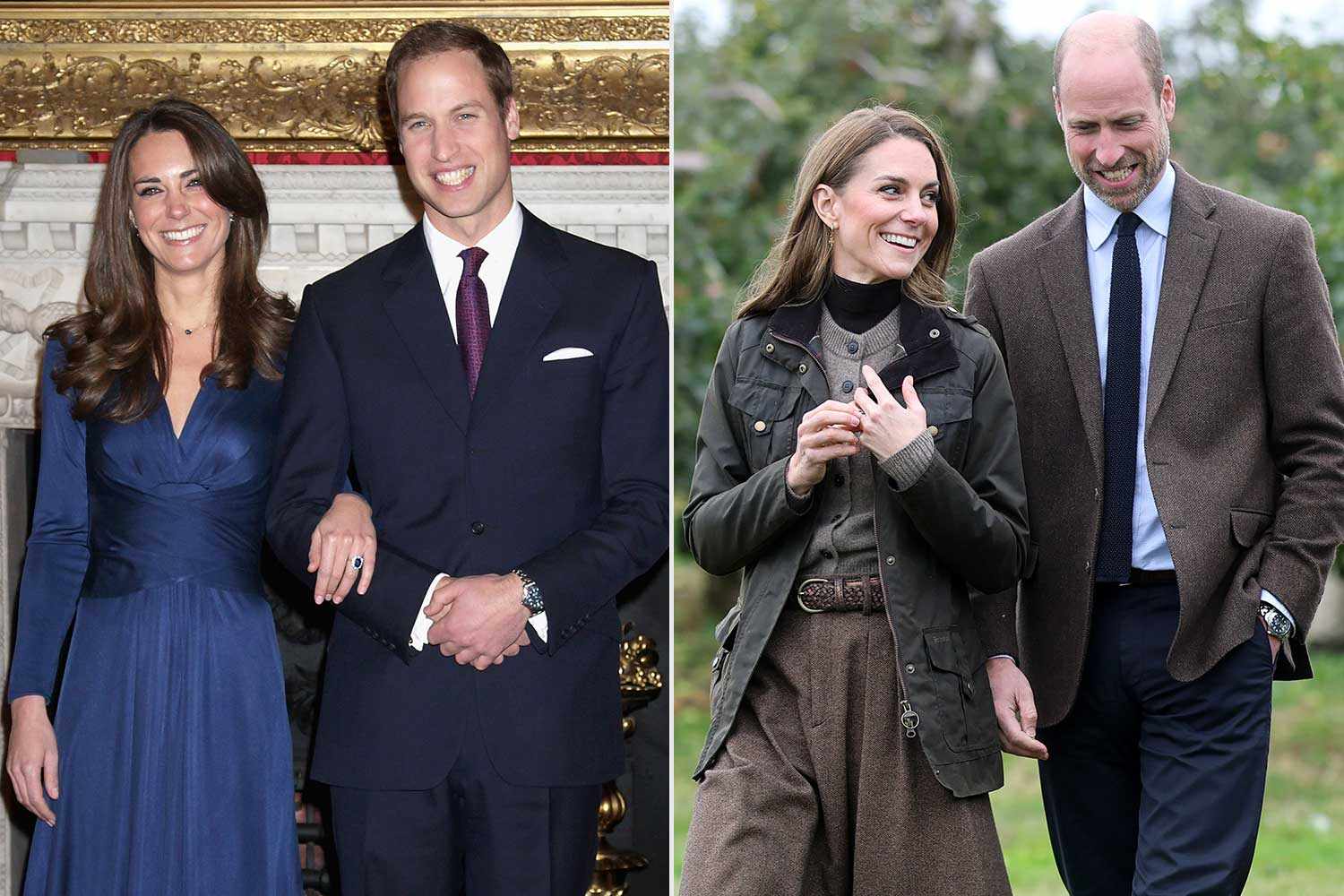 Chris Jackson/Getty; Chris Jackson - Pool via Samir Hussein/WireImage Kate Middleton and Prince William on Nov. 16, 2010; the Prince and Princess of Wales, Oct. 14, 2025