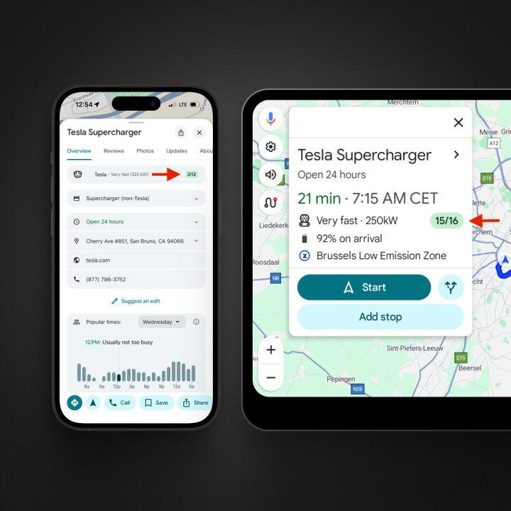Google Maps finally shows if a Tesla Supercharger is worth the detour