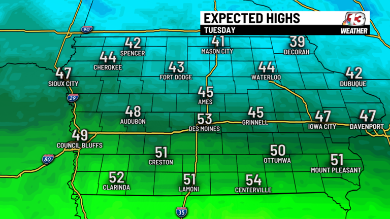 Cooler week ahead with rain chances increasing in Des Moines