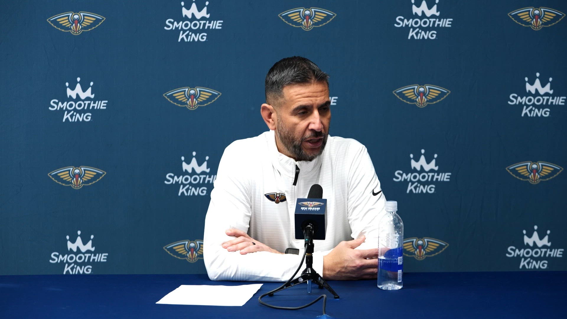 Pelicans interim head coach James Borrego talks after first game