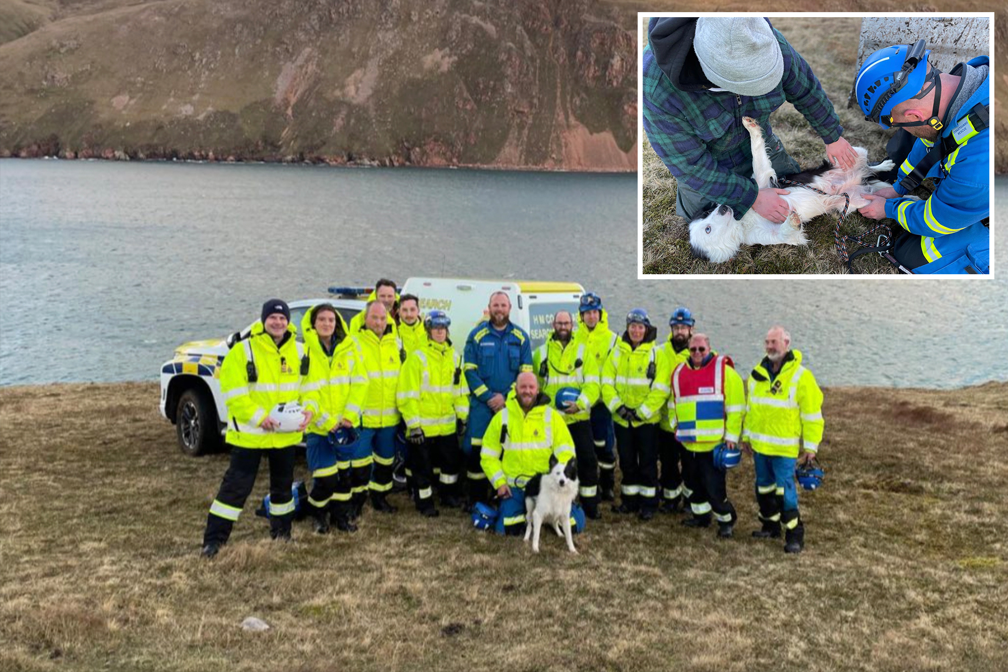 Lucky dog ‘remarkably unscathed’ after falling 100 feet down Scottish cliff