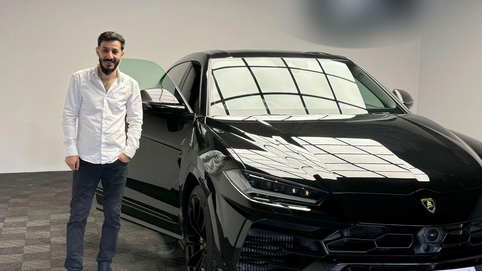 Images of Benjamin Mustata posing with a Lamborghini helped the BBC connect him to the haulage firms