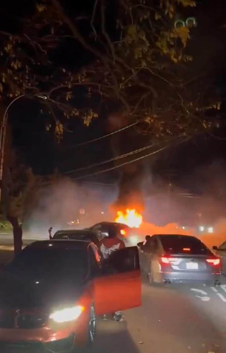 NYC mob pummels couple, sets vehicle on fire as violent car meet-up ...