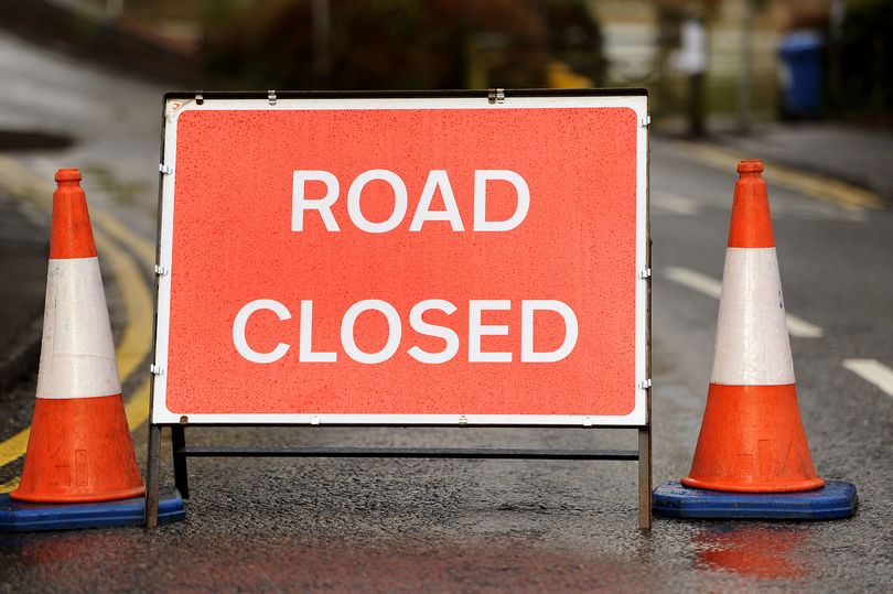 Overnight closure after vehicle crashes into electricity pole