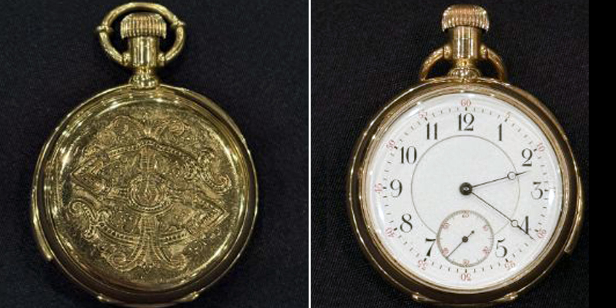 Orologio Da Tasca Vintage Titanic 1912 - Cassa In Ottone, Quadrante Giallo Con Numeri Romani, Catena Inclusa