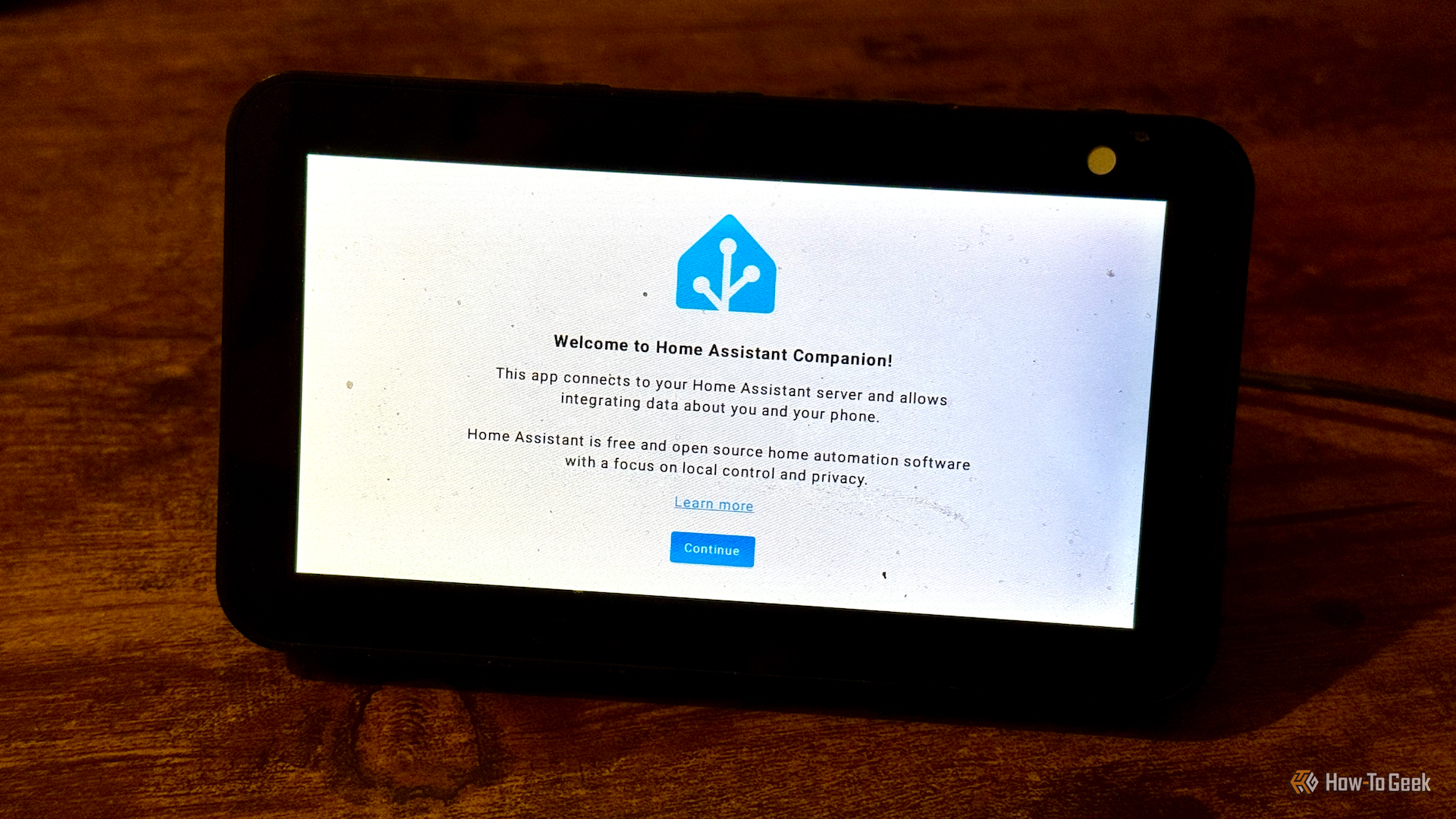 The Home Assistant companion app running on an Echo Show 5.