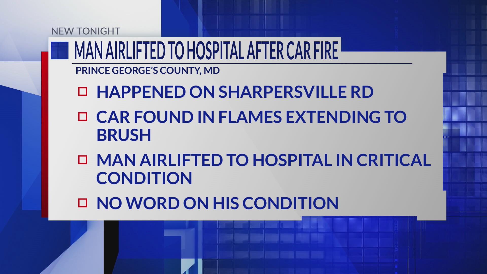 Man airlifted to hospital after vehicle fire