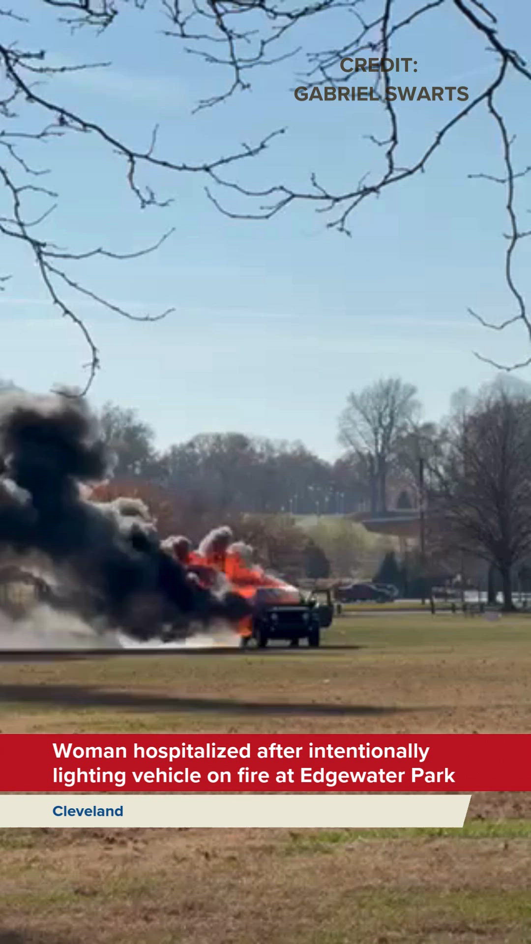LOOK: Vehicle set on fire at Edgewater Park in Cleveland