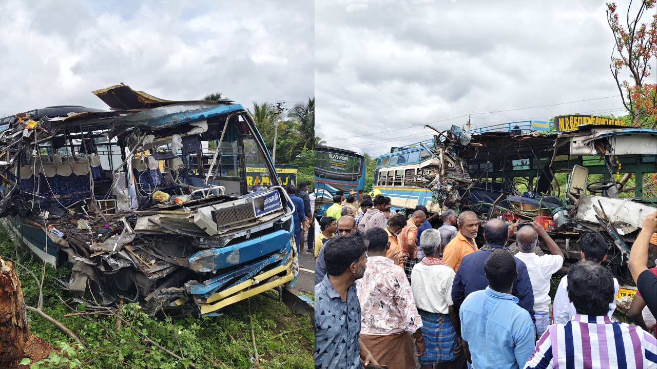 6 Dead, Over 35 Injured in Massive Head-On Bus Collision in Tamil Nadu