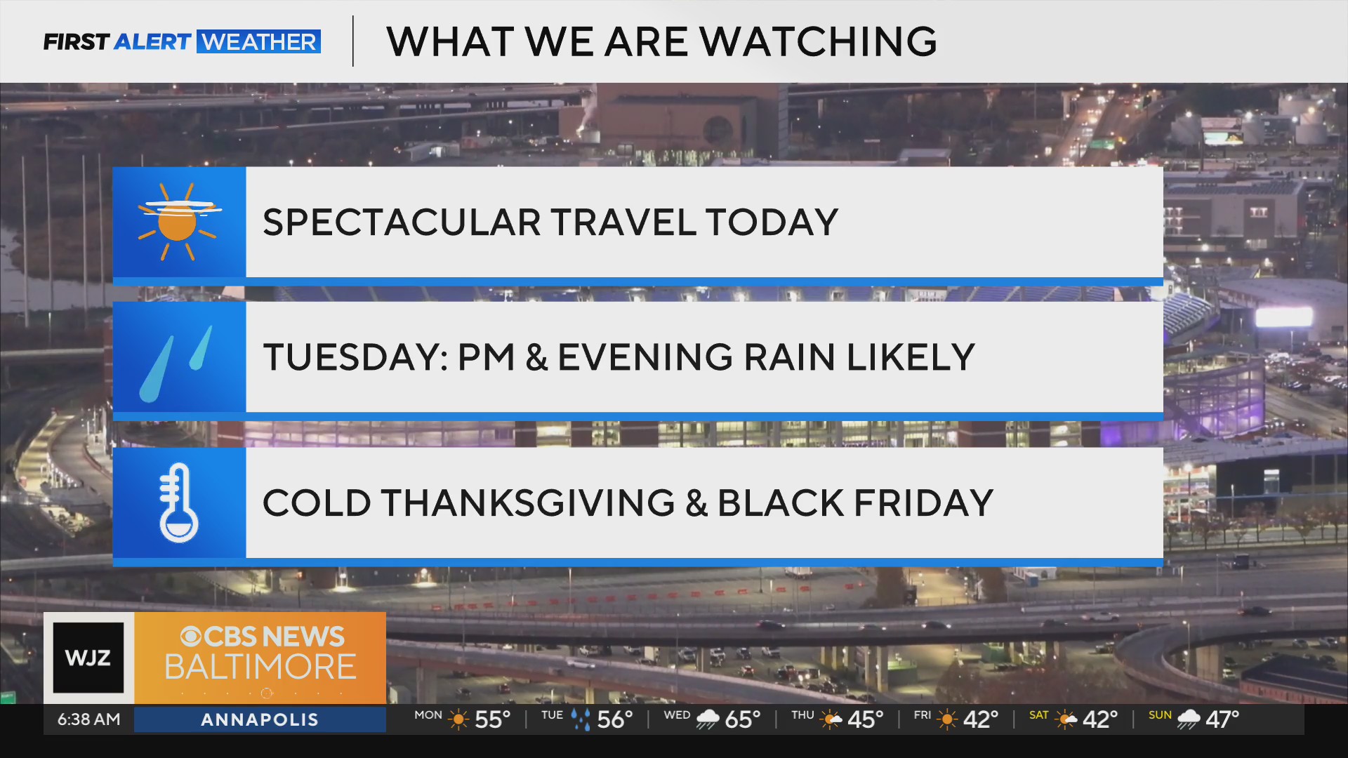 Beautiful Monday, rain Tuesday and a cold Thanksgiving in Maryland