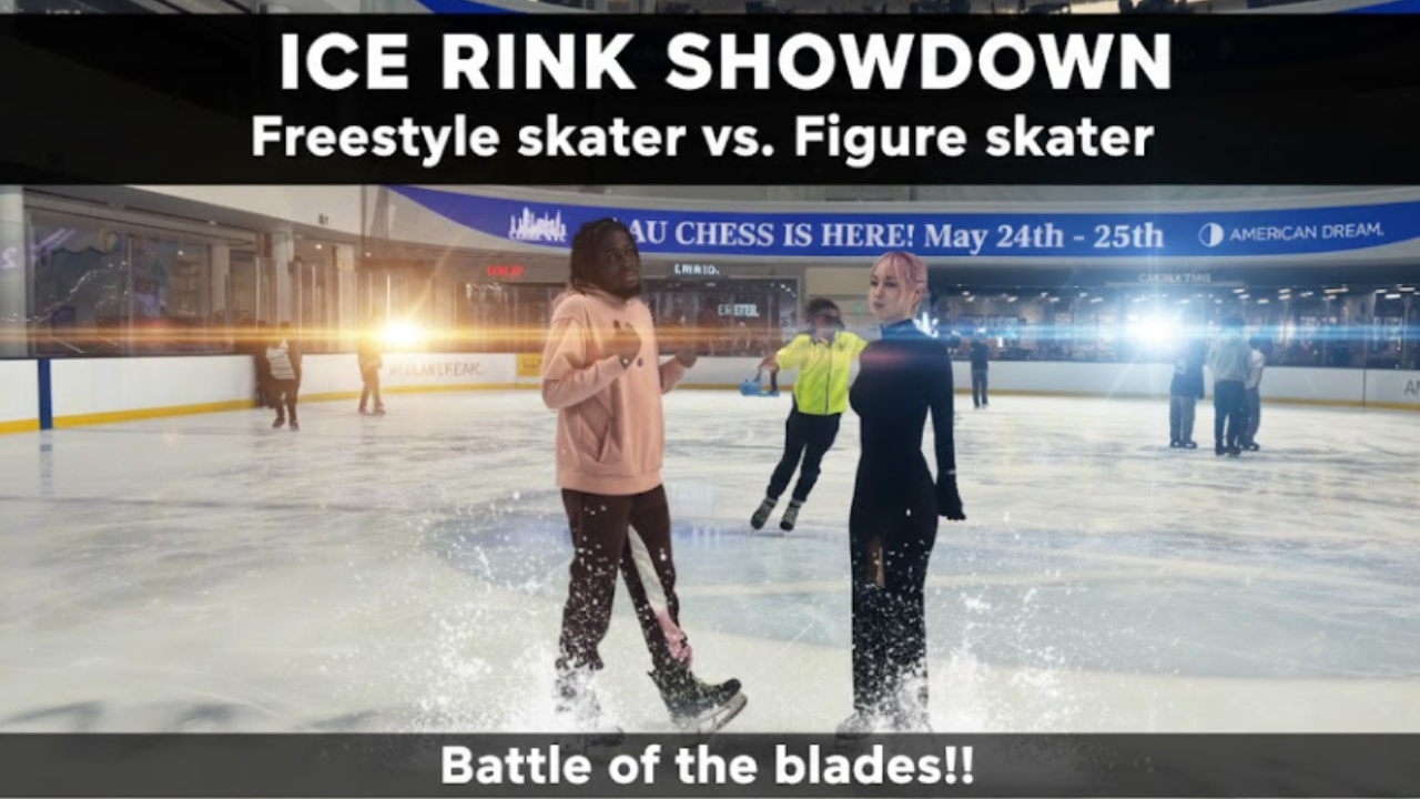 Battle on Ice: Freestyle Skater vs Figure Skater Tricks Spins and
