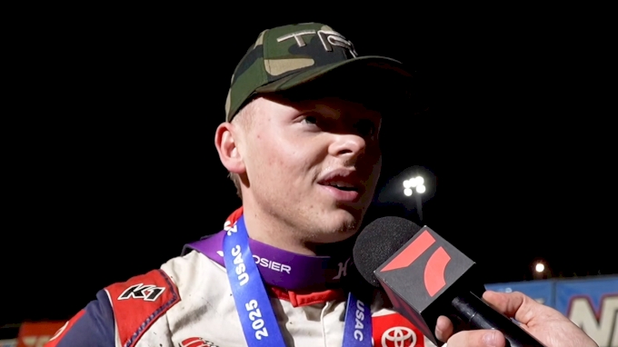 Cannon McIntosh Reacts After USAC Midget Victory At Merced Friday