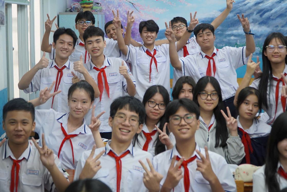 Học sinh lớp 9 Trường THCS Nguyễn Du (phường Bến Thành). Ảnh: Chân Phúc