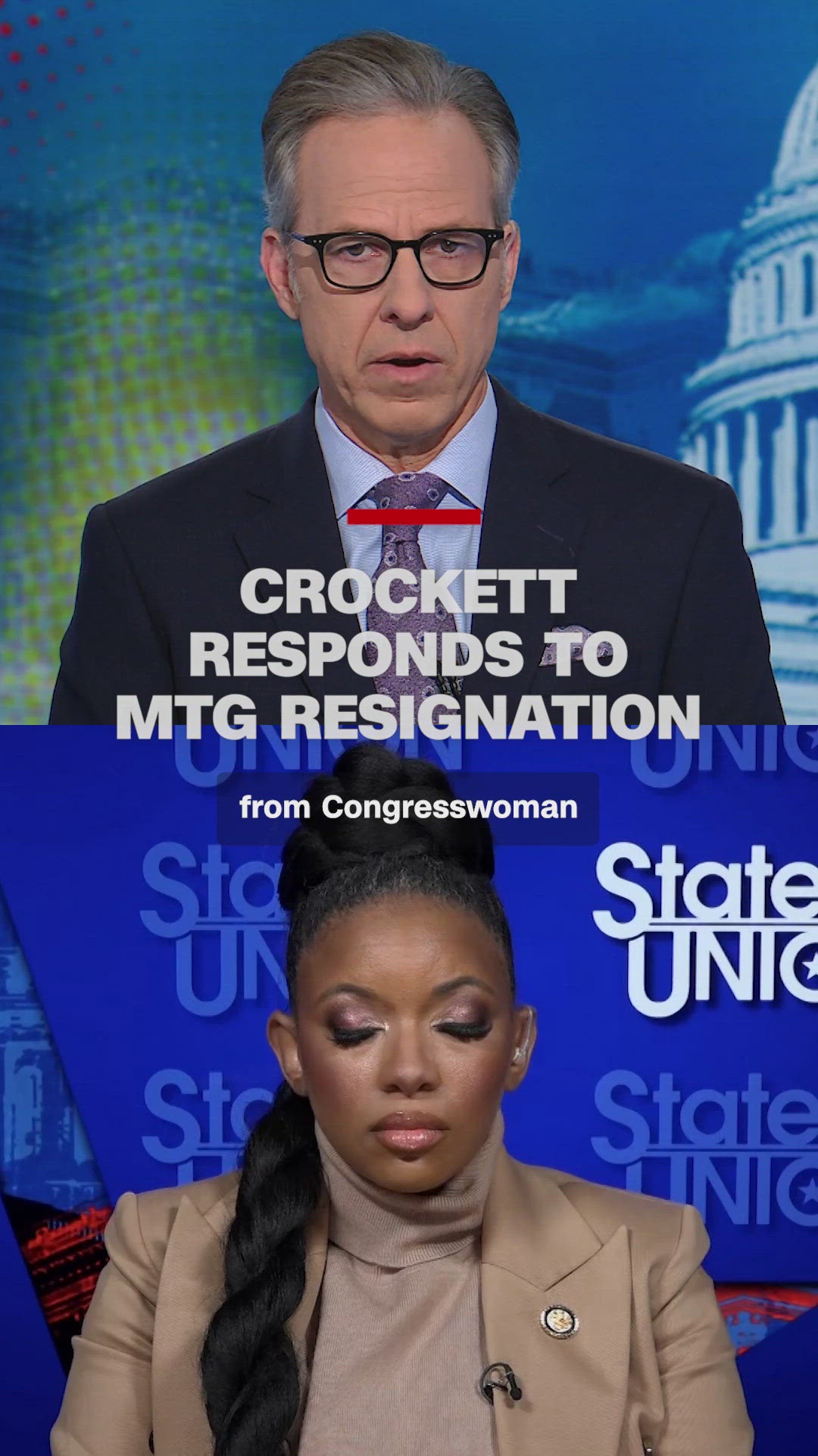 Rep. Jasmine Crockett responds to MTG resignation