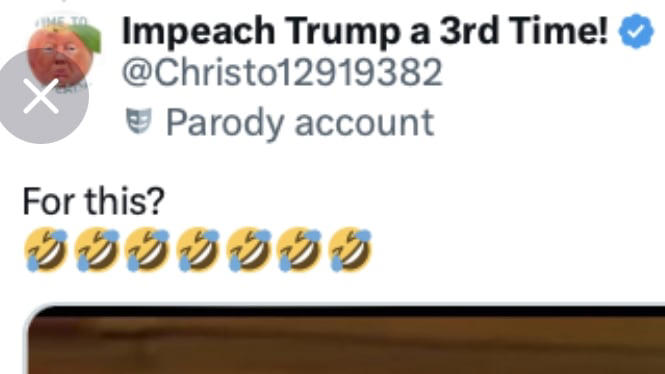 And if Trump had zoomed in he would have learned the account literally demands his impeachment. / @realDonaldTrump/Truth Social