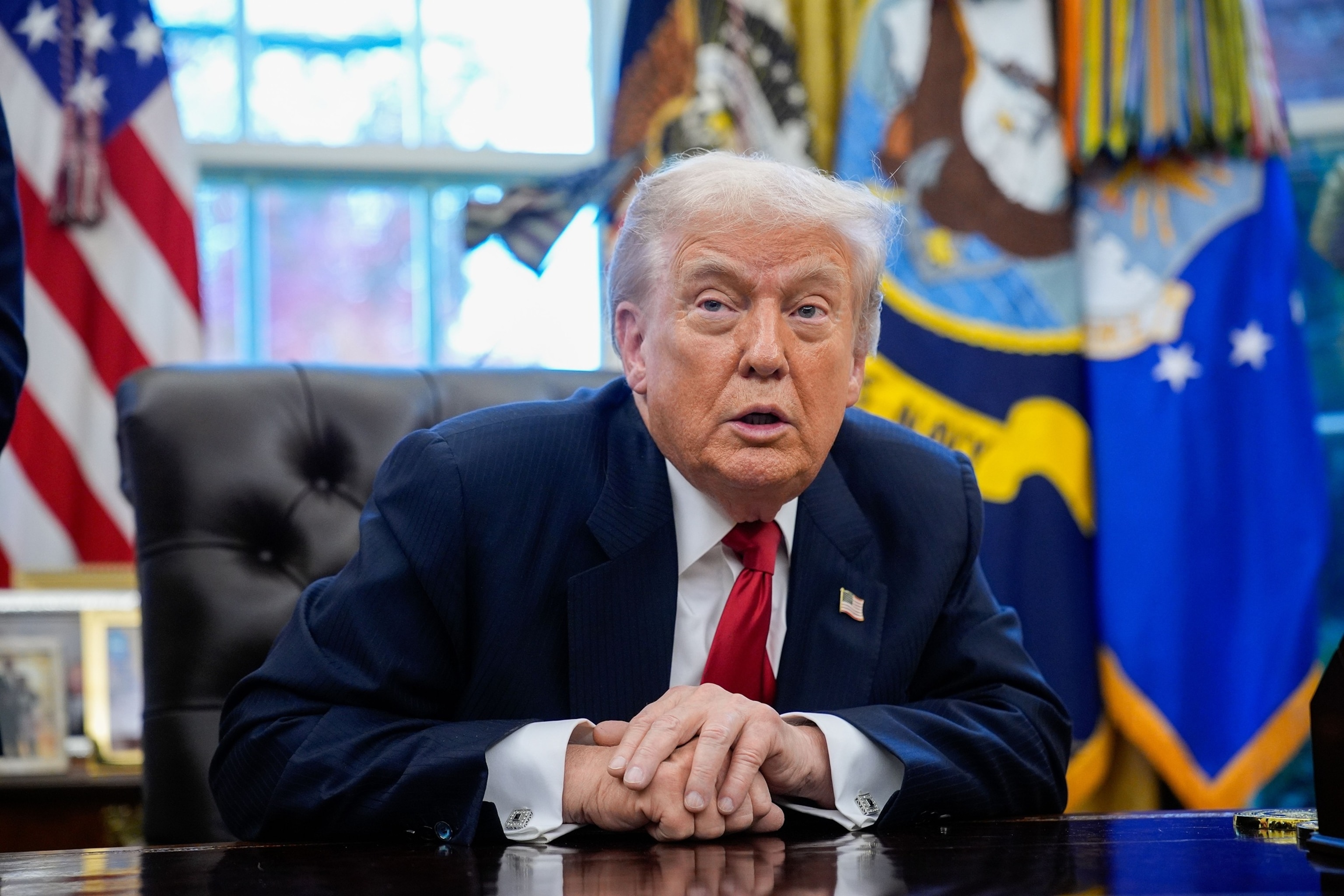 Yuri Gripas/EPA/Shutterstock - PHOTO: President Donald Trump speaks during his meeting with New York City mayor-elect Zohran Mamdani in the Oval Office at the White House in Washington, November 21, 2025.