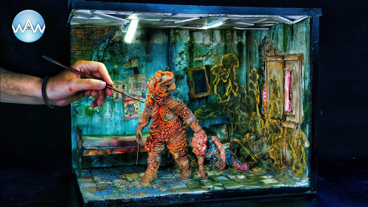 The Last of Us diorama Bloater kills Clicker in infected hospital
