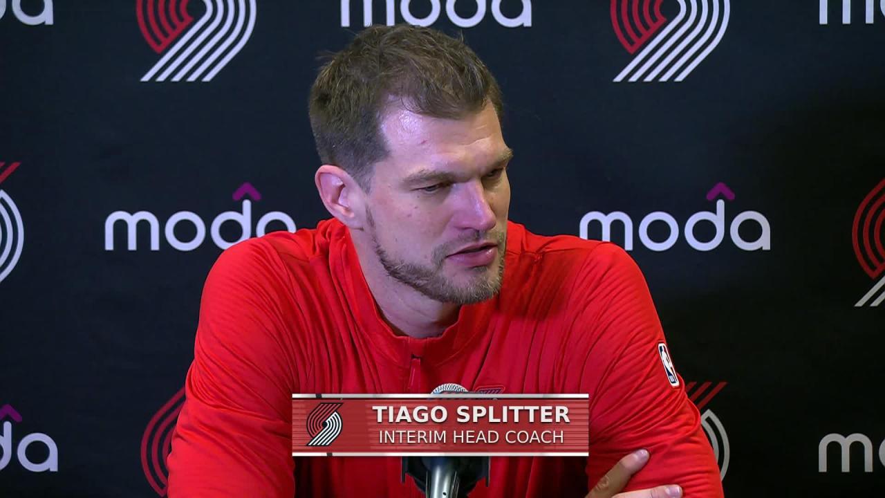 POR 115, MIL 103: Blazers coach Tiago Splitter Postgame Media Availability