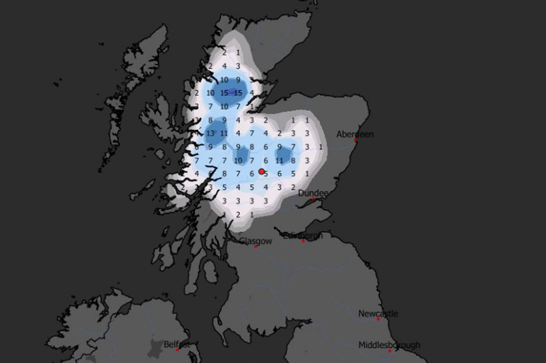Scotland snow maps turn purple showing six inches falling as Arctic ...