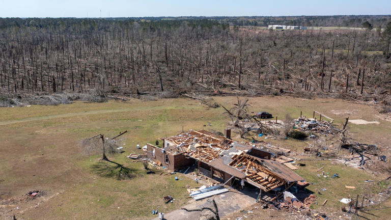 Twin tornadoes tear perfectly parallel tracks through Mississippi ...