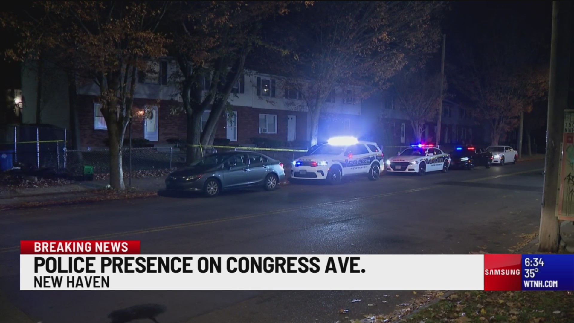 Police presence on Congress Avenue in New Haven