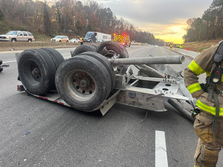 Tractor-trailer catches fire in crash on I-95 in Chesterfield County
