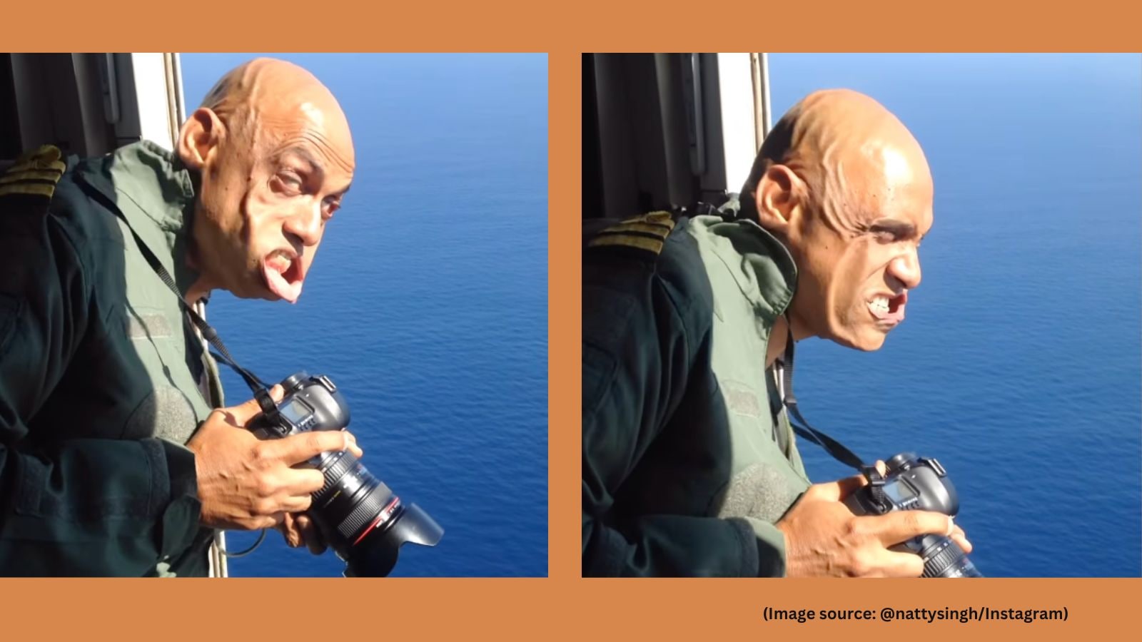 Ex-navy officer stands against 300-knot winds at 20,000 ft for aerial photograph; chilling video goes viral