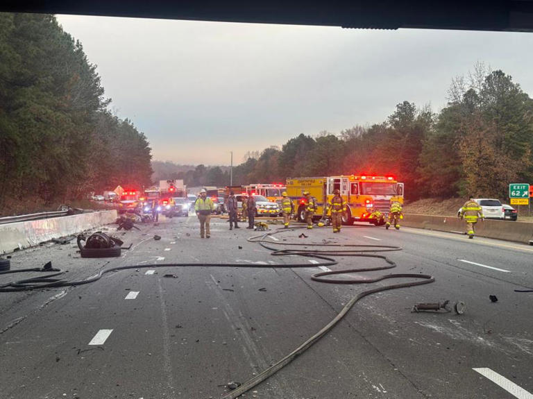 Tractor-trailer catches fire in crash on I-95 in Chesterfield County