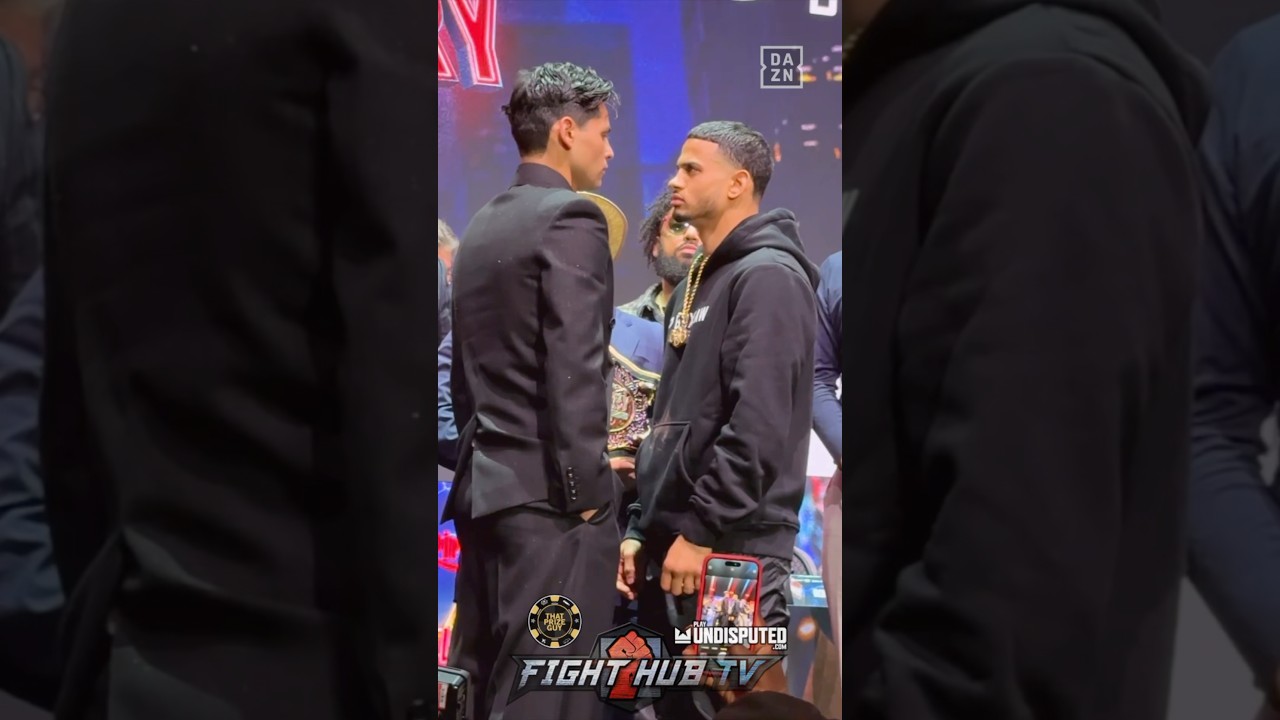 Ryan Garcia STARES DOWN Rolly during TENSE FACE OFF at final presser!