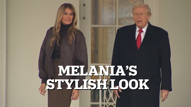 Melania wears leather aviator jacket to turkey pardoning ceremony