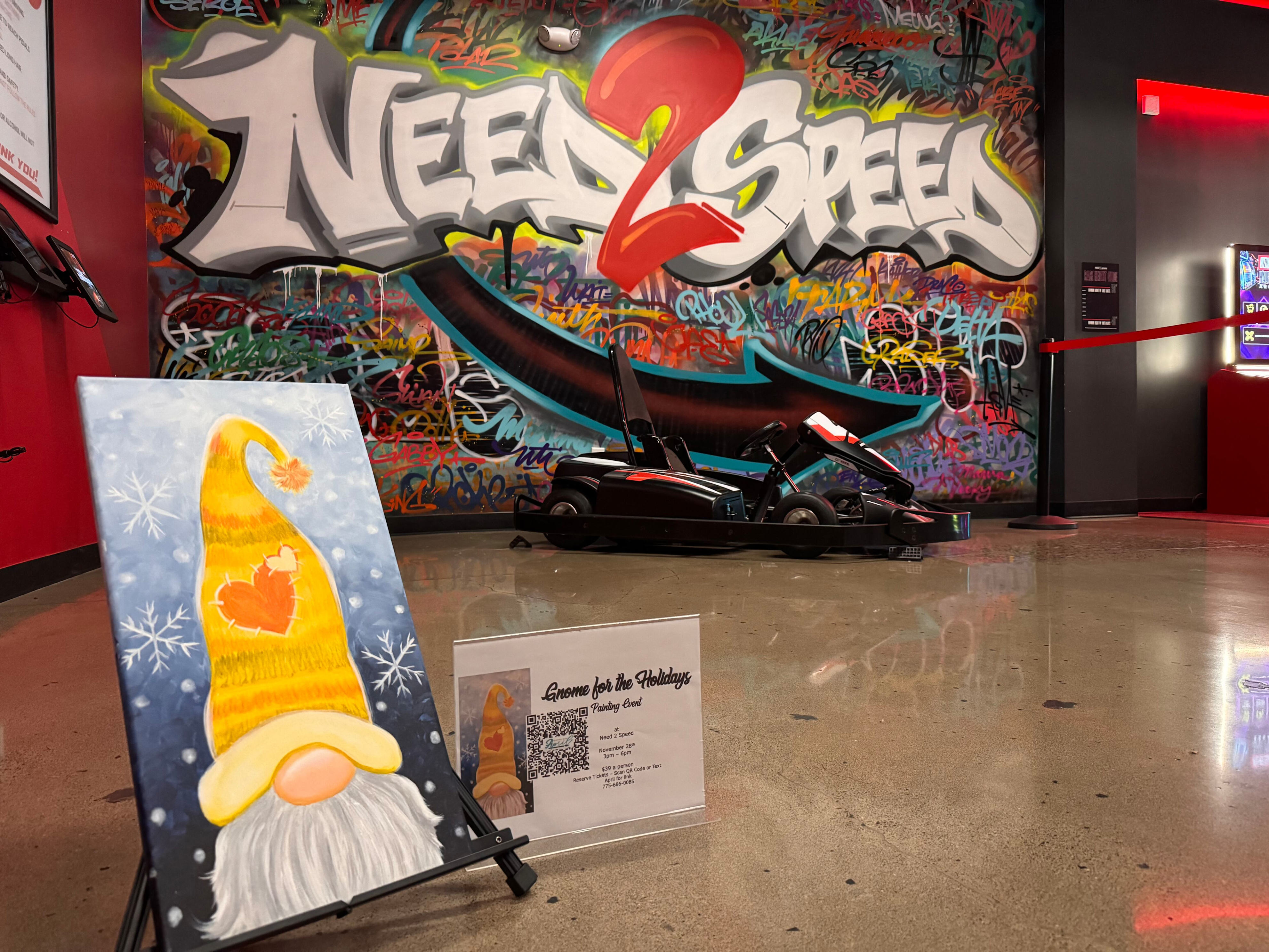 “Gnome for the Holidays” painting event at Need 2 Speed