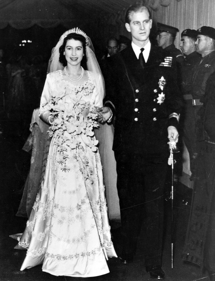 Hulton Archive/Getty Queen Elizabeth and Prince Philip on their Nov. 20, 1947 wedding day.