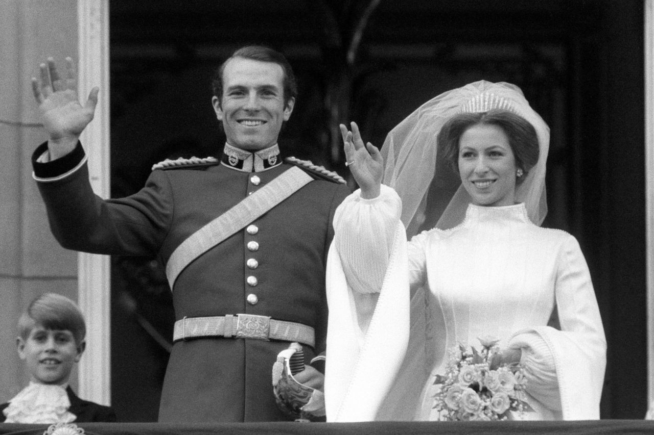 PA Images via Getty Captain Mark Phillips and Princess Anne on their Nov. 14, 1973 wedding day.