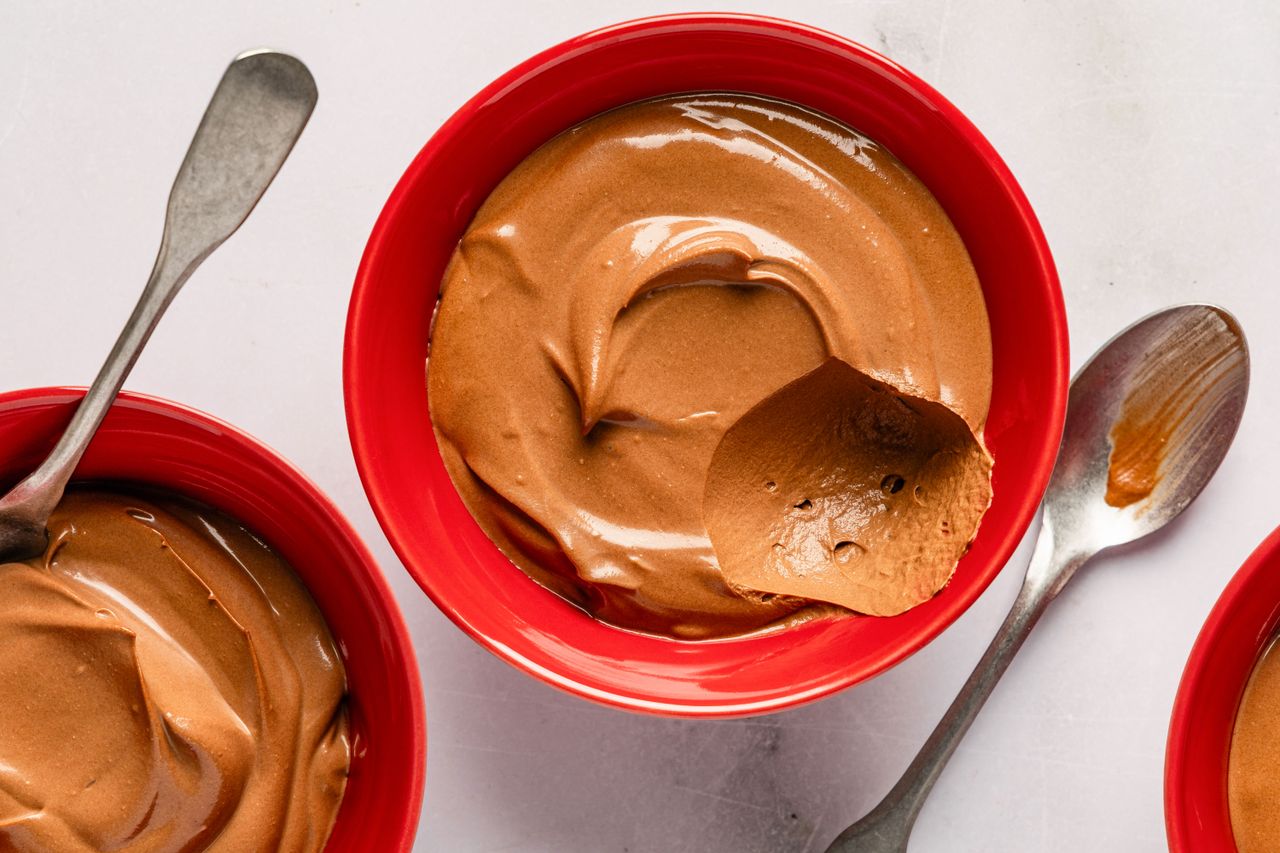 2-Ingredient Chocolate Pudding in a bowl with a spoon